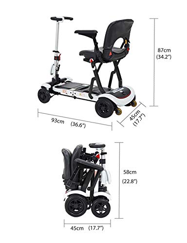 FHKBK Scooter eléctrico portátil de tamaño Completo para Adultos, Scooter de Movilidad Plegable de Moving Life, batería de Litio Ligera, Aprobado por la aerolínea