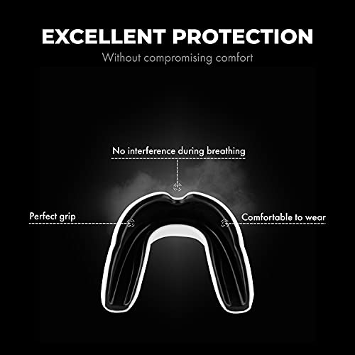 FIGHTR® Premium Protector bucal – respiración Ideal & fácil de Ajustar, protección Dental Deportiva para Boxeo, MMA, Muay Thai, Hockey y Deportes de Lucha, Incluye Caja higiénica
