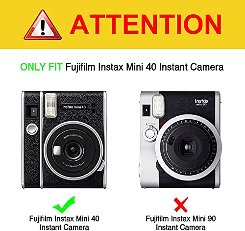 Fintie Funda para cámara instantánea Fujifilm Instax Mini 40, de PVC, rígida, con correa de arco iris desmontable, transparente