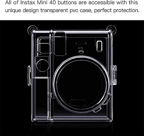 Fintie Funda para cámara instantánea Fujifilm Instax Mini 40, de PVC, rígida, con correa de arco iris desmontable, transparente