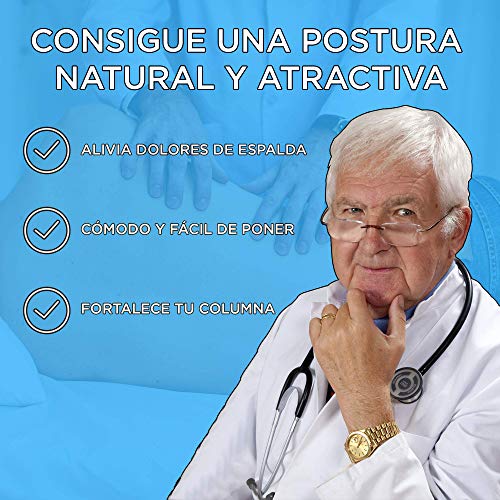 Fithil Corrector de Postura para Espalda Recta, Cuello y Hombros, Soporte Columna Cervical para Mujer y Hombre, Faja Lumbar Comoda sin Dolor para Oficina, Casa y Deporte (M / 65-105cm)