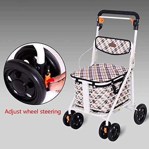 Folding trolley Caminante Plegable de 6 Ruedas para Ancianos, Carrito de Compras, Carrito de Compras para Ancianos, Caminar en el Parque