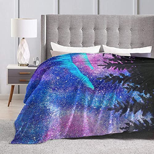 Franela Fleece Manta, Paisaje de Auroras boreales Tiro Suave y Suave y Suave Tiros y Mantas para Camas Settees Sillas de Sofá Solo TAMAÑO 150*125cm