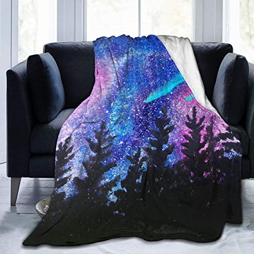 Franela Fleece Manta, Paisaje de Auroras boreales Tiro Suave y Suave y Suave Tiros y Mantas para Camas Settees Sillas de Sofá Solo TAMAÑO 150*125cm