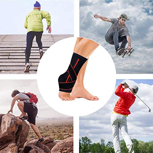 FREEDOH Tobillera Deportiva, Tobillera Ajustable Transpirable Anti-Esguince, Manga De Soporte De Compresión para Correr, Baloncesto, Protección Deportiva,Negro