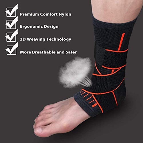 FREEDOH Tobillera Deportiva, Tobillera Ajustable Transpirable Anti-Esguince, Manga De Soporte De Compresión para Correr, Baloncesto, Protección Deportiva,Negro