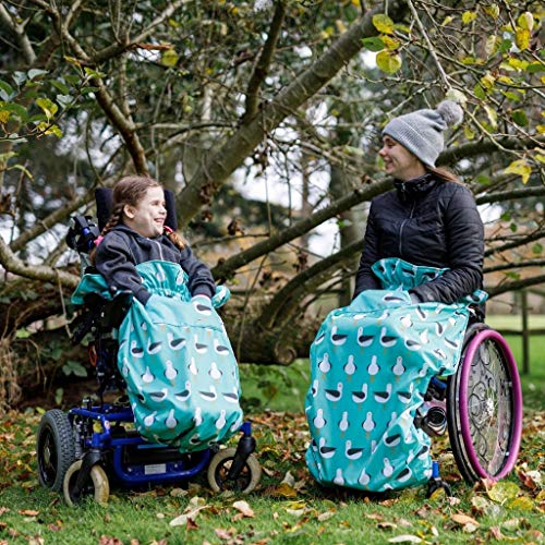 Funda para silla de ruedas 100% impermeable, con forro polar, ajuste universal para sillas de ruedas manuales y motorizadas, tamaño adulto (gaviotas)