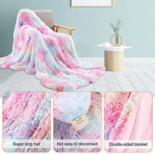 Galatée 160*200cm Arco Iris Colores Moda única Manta para Sofás Diseño Iridiscente,Manta para Cama Microfibra Piel Artificial Suave y Cálida,Manta Invierno Adecuada para Sofá /Cama Decora tu Vida