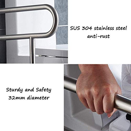 GAOLILI Barras de sujeción Ducha Barra de sujeción Seguridad Barandilla, en Forma de U Paredes de Montaje en Carril, bañeras de baño asidero Auxiliar Soporte (Color : Silver, Size : 60cm)