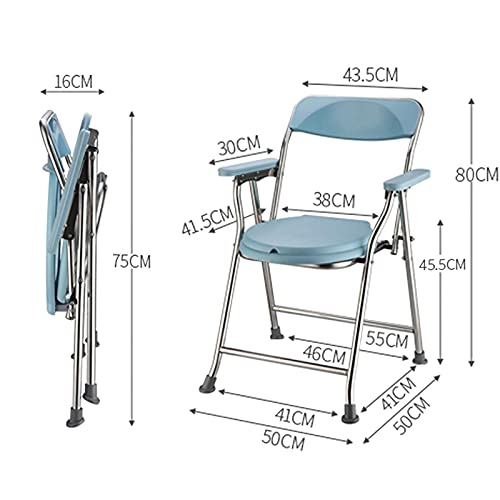 GAXQFEI Silla de Baño Plegable, Silla de Inodoro, Reposabrazos Fijos, M de Acero Inoxidable, Puntas de Goma Antideslizantes, para Ancianos, Discapacitados Y Embarazadas,sin Orinar