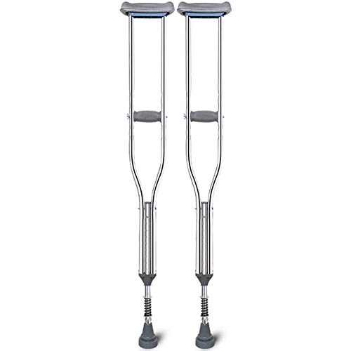 Gcxzb Muletas (par), con Resorte de amortiguación, Comfortable médica Muleta Adulto con los amortiguadores, 9 Regulable en Altura, previene hinchazón y Dolor en el Hombro, Silver (Color : Silver)