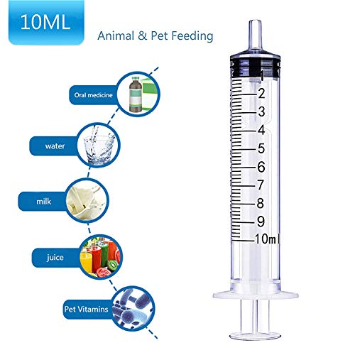 Gebildet 20pcs 10ml Esteril Jeringa de Plastico(Sin Aguja) con Tapa,Jeringa Desechable,para Alimentar Alimentos o Medicinas a su Mascota,Perfumes,Lubricantes,Sellantes etc
