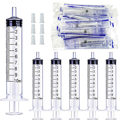 Gebildet 20pcs 10ml Esteril Jeringa de Plastico(Sin Aguja) con Tapa,Jeringa Desechable,para Alimentar Alimentos o Medicinas a su Mascota,Perfumes,Lubricantes,Sellantes etc