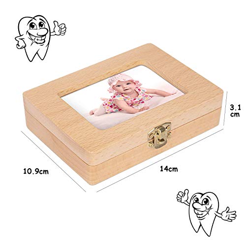 GeekerChip Cajitas para Dientes de Leche[ESPAÑOL],Caja para Guardar Dientes para Niños y Niñas,Caja de Madera con Pinzas para Guardar Dientes para Little Bebé