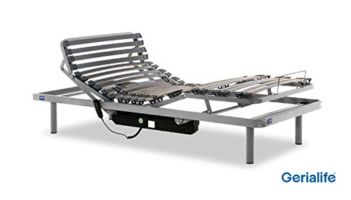 Gerialife® Cama articulada con colchón Sanitario viscoelástico Impermeable (105x190 + Barandillas)