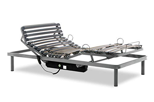 Gerialife® Cama articulada con colchón Sanitario viscoelástico Impermeable (90x190 + Barandillas)