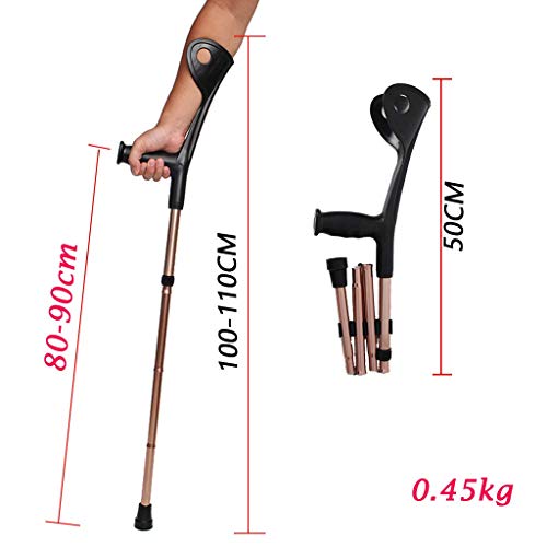 GFQ Muleta de antebrazo Codo Muleta s Aluminio Ultraligero Plegable Asistencia Altura Ajustable (100-110) cm con Mango cómodo, 1 Piezas