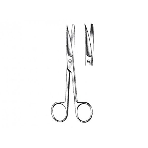 GIMA ref 26728 Tijeras quirúrgicas curvadas en acero inoxidable con puntas alternas para enfermería y uso medical, accesorio del botiquín de primeros auxilios utilizable en hogar médico, 20cm
