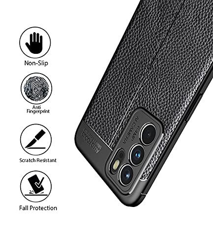 GIOPUEY Funda para OPPO Reno 6 5G, TPU Delgada Disipacion de Calor Telefono Movil Cover, Material Suave Sensación Cómoda Huella Digital Anti Case - Negro