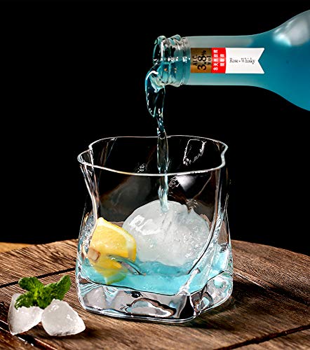 Glasseam Juego De Vasos De Whisky Irregulares De 2 Pliegues Inclinados, Vaso Escocés De 250 Ml, Vaso De Whisky a La Moda para Papá, Esposo, Amigos, Cristalería para Vaso De Bourbon/Ron/Bar