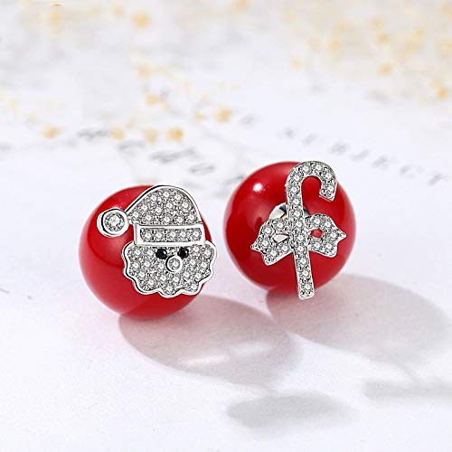 GLGSHOULIAN Pendientes De Navidad,Pendientes De Navidad para Las Mujeres Lindo Rojo Elk Snowflake Santa Claus Rhinestone Stud Pendientes Elegante Chica Festival Regalo De Año Nuevo, Santa & Muletas