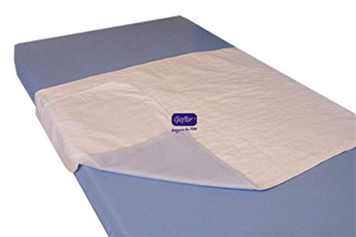 GOFLOR BASSIC ABSOR Empapador Cama Absorbente +1,250 l/m2 de 4 Capas PU, con alas, 1º Capa: Tejido 100% Poliester, Blanco, Azul, 70X90