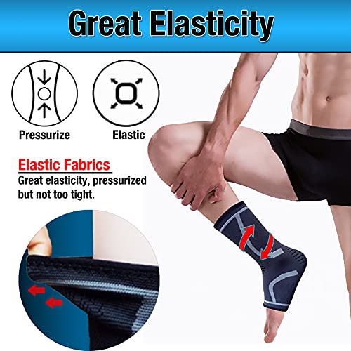 Goosom 1 Par Antideslizante Soporte de Tobillo Súper Elástico Transpirable, Calcetines Compresivos, Tobillera Estabilizadora Hombre y Mujer, Tobillera Protector Compresion para Correr, Fitness A40 M