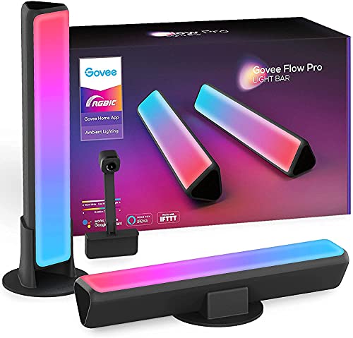 Govee Flow Pro Barras de Luz con Cámara, Luces LED RGBIC Inteligente con Control App, Funciona con Alexa y Google Assistant, Modo Música para Habitación Gaming, TV/PC y Navidad