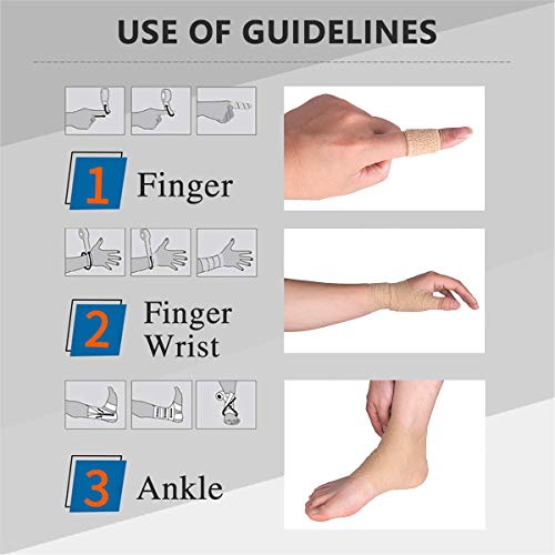 GSPCARE Vendaje Autoadhesivo de 2,5 cm X 4,5 m, 6 Rollo Cinta Deportiva Adhesiva Vendaje Veterinario, Vendajes Cohesivos para MuñEca, Tobillo, Distensiones, Esguinces, Hinchazón (Color de Piel)