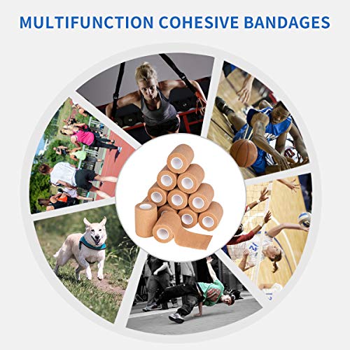 GSPCARE Vendaje Autoadhesivo de 2,5 cm X 4,5 m, 6 Rollo Cinta Deportiva Adhesiva Vendaje Veterinario, Vendajes Cohesivos para MuñEca, Tobillo, Distensiones, Esguinces, Hinchazón (Color de Piel)