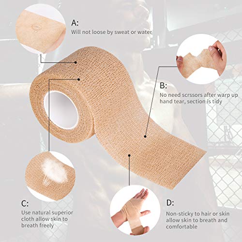 GSPCARE Vendas Autoadhesivas 6 Rollo,7.5cm X 4.5m No Tejido Cinta Deportiva Adhesiva Vendaje Veterinario, Fuerte Elástico Vendajes Cohesivos para Protección Deportiva (Multicolor)