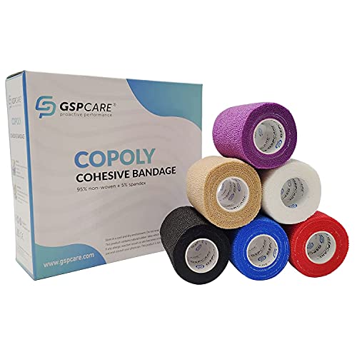 GSPCARE Vendas Autoadhesivas 6 Rollo,7.5cm X 4.5m No Tejido Cinta Deportiva Adhesiva Vendaje Veterinario, Fuerte Elástico Vendajes Cohesivos para Protección Deportiva (Multicolor)