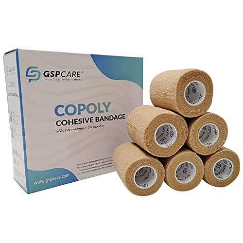 GSPCARE Vendas Autoadhesivas 6 Rollo,7.5cm X 4.5m No Tejido Cinta Deportiva Adhesiva Vendaje Veterinario, Fuerte Elástico Vendajes Cohesivos para Protección Deportiva (Color de Piel)