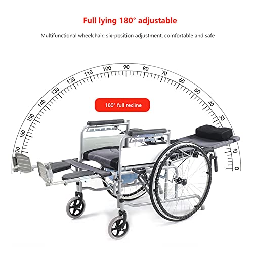 Gubigo Silla de Ruedas Portátil para Adultos Silla de Ruedas Autopropulsada Plegable Silla de Ruedas Ligera y Multifuncional 180 ° Acostado en Posición Horizontal