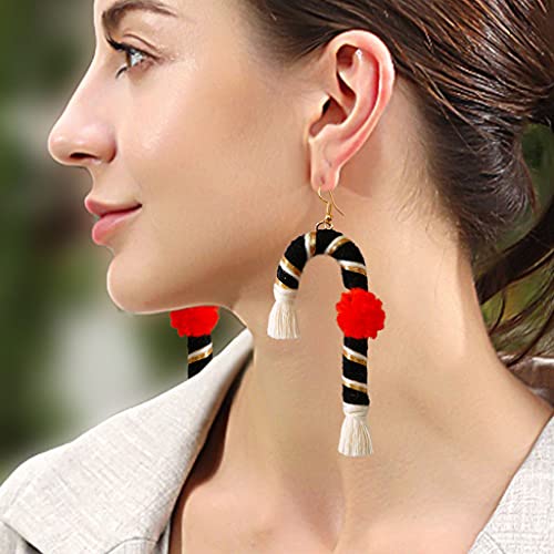 Gulang-keng - Pendientes con borlas para muletas de caramelo navideño para niñas y mujeres, decoración de celebración, pendiente colgante con muletas de colores