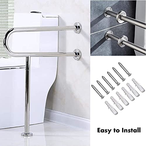 Handicap - Asidero de baño con pata para montar en la pared, mango de seguridad de acero inoxidable de 23,6 pulgadas, agarre de seguridad para personas mayores, embarazadas con discapacidad