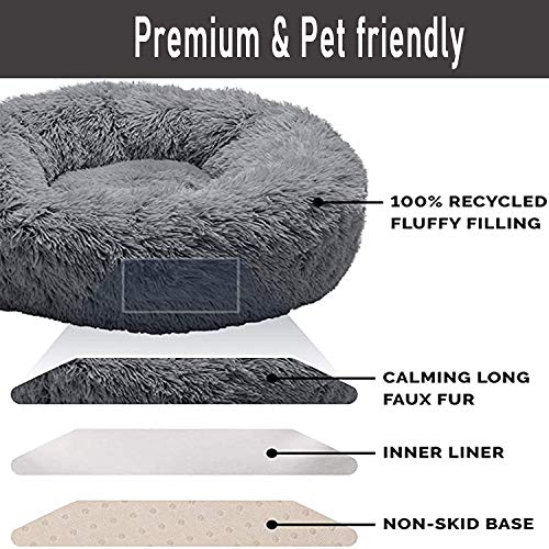 HANHAN Donut - Cama para perro, extra grande, XXL, ortopédico, cojín calmante, mimbre, antiansiedad, xxxl sofá, mullido, cueva, para dormir, lavable, tamaño mediano, tamaño XL