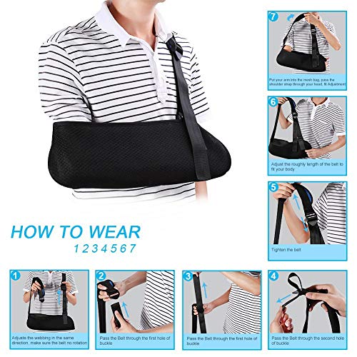 Haofy Cabestrillo Brazo, Ajustable Cabestrillo Hombro Arm Sling Inmovilizador Hombro Transpirable Ligero para Adulto, Apoyo de Muñeca para Brazo Roto Fracturados - Estabilice Brazo Después de Lesiones