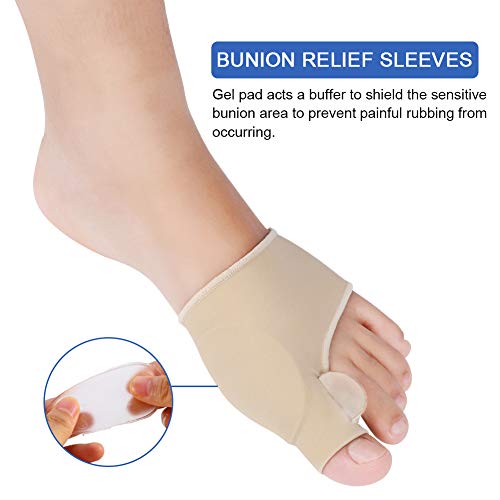 Haofy Corrector de Juanetes de Gel, Protector de Juanetes 2 en 1 y separadores de dedos, enderezadora de dedos con corrector de dedos con almohadillas de Gel Bulit-in para Hallux Valgus