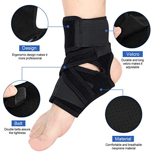 Haofy Tobillera para estabilizador de tobillo torcido con correas elásticas de compresión extra, Soporte de pie para la protección deportiva, Fascitis plantar, Esguince de recuperación