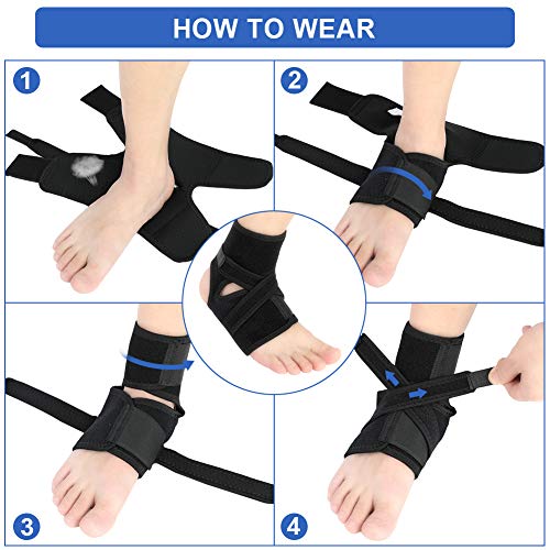 Haofy Tobillera para estabilizador de tobillo torcido con correas elásticas de compresión extra, Soporte de pie para la protección deportiva, Fascitis plantar, Esguince de recuperación