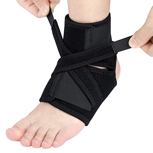 Haofy Tobillera para estabilizador de tobillo torcido con correas elásticas de compresión extra, Soporte de pie para la protección deportiva, Fascitis plantar, Esguince de recuperación