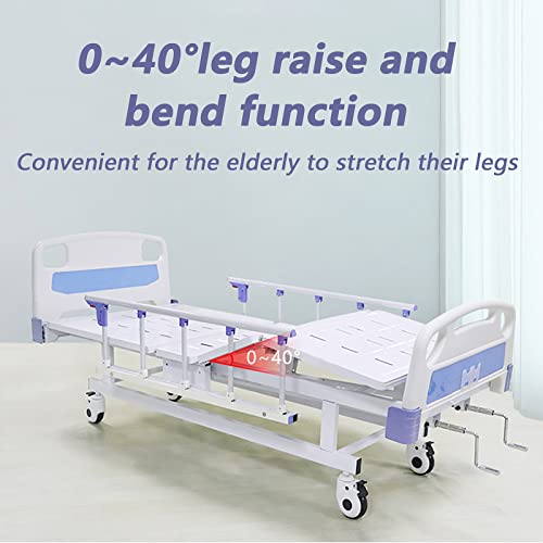 HBCELY Cama de Hospital Manual, Cama de Cuidado En El Hogar, Cama de Enfermería Plegable Doble Mecedora con Barandilla Plegable, Rueda Universal Muda y Tablero de Mesa de Comedor Estirable