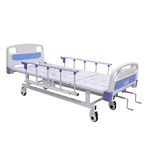 HBCELY Cama de Hospital Manual, Cama de Cuidado En El Hogar, Cama de Enfermería Plegable Doble Mecedora con Barandilla Plegable, Rueda Universal Muda y Tablero de Mesa de Comedor Estirable