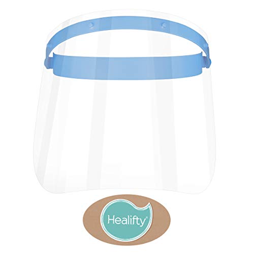 HEALIFTY - Protector completo para la cara ajustable, suministros dentales para clínicas y para el hogar, antivaho, desmontable, con 10 películas protectoras de plástico