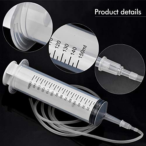 Hentek 2pcs 150ml Jeringa de Plástico, Jeringa Grande con 1.3m Tubo Flexible PVC para Alimentación Perfumes Alimentacion Lubricantes sin Aguja