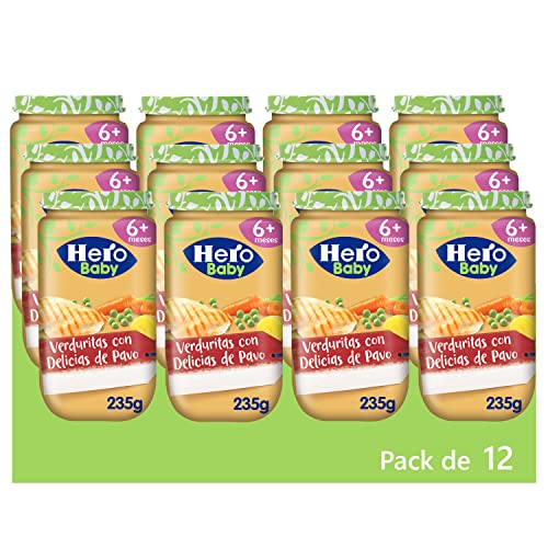 Hero Baby Tarritos de Verdura con Delicias de Pavo - Para Bebés a Partir de los 6 meses - Pack de 12x235gr