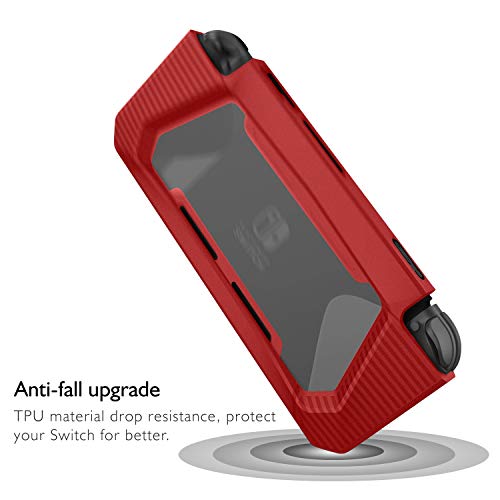 HEYSTOP Funda Compatible con Nintendo Switch con Protector de Pantalla, TPU PC Carcasa de Protección para Nintendo Switch, Anti-Choques/Arañazo (Rojo)
