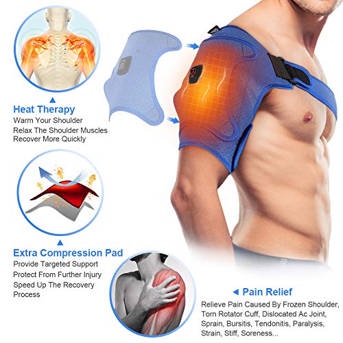 Hombro Apoyo Terapia de Calor para Hombres y Mujeres, Neopreno Compresión Apoyo de Hombro para el Hombro Congelado, Manguito Rotatorio, Ac Articulación Dislocada, Hombro Izquierdo o Derecho (L)