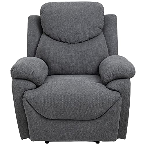 HOMCOM Butaca Tapizada Ergonómica Sillón Reclinable Manualmente 150 Grados con Reposabrazos y Reposapiés Acolchado Grueso de Esponja Soporta hasta 150 kg 97x96x105,5 cm Gris